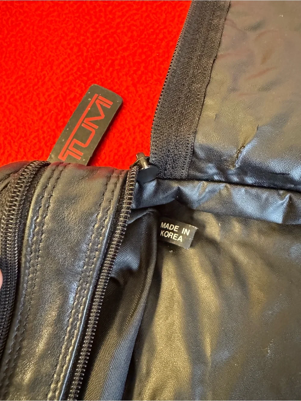 Vintage Tumi Black Zip Men's Leather Toiletry Bag Top Handle Travel Business